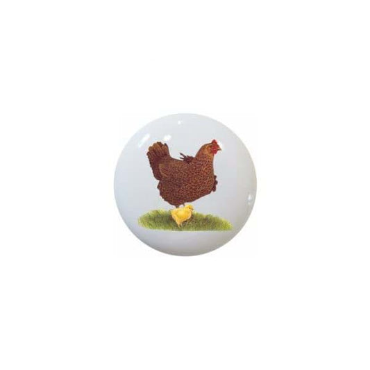 BabyOneStop Red Hen and Chick Ceramic Cabinet and Drawer Knob