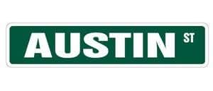 LA STICKERS AUSTIN Street Sticker Sign kids room childrens name gift kid child boy girl wall entry - Sticker Graphic