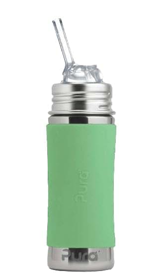Pura Toddler Sippy Cup Straw Bottle - 11oz Stainless Steel, Plastic-Free, MadeSafe, New Moss