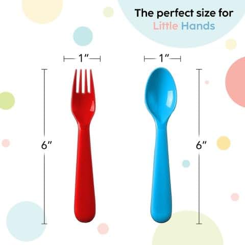 PLASKIDY Toddler Utensils Set Of 18 Plastic Kids Cutlery (photo 3)