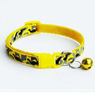 Angelastore Bell Delicate Safety Casual Nylon Dog Collar Neck Strap Fashion Adjustable Camo Bell Pet Dog Collar (Yellow)