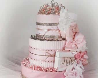 Tiers of Joy Diaper Cake Pink and Gold Newborn Gift Set