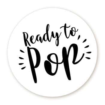 Stripe Ready to Pop Stickers | 48 Stickers | Ready To Pop Baby Shower Stickers for Popcorn | 1.67 Inches | Ready to Pop
