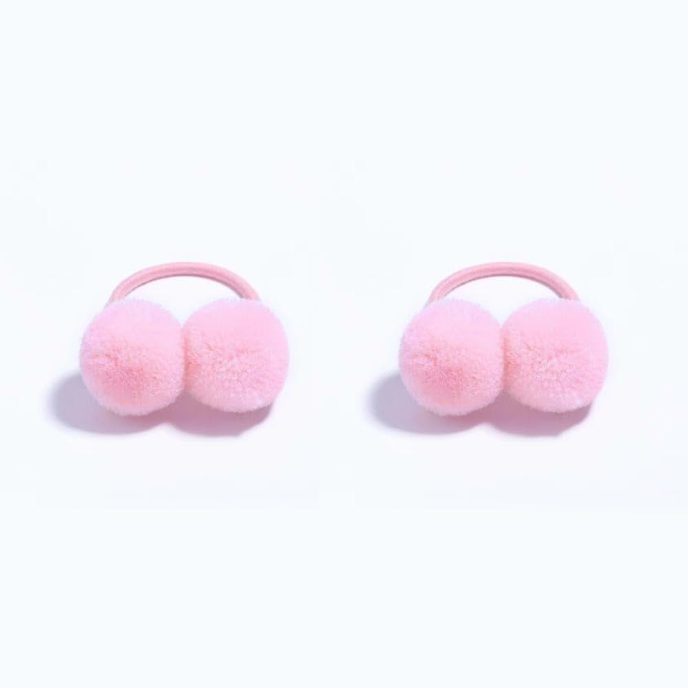 BOENBE LOVED Pink Baby Hair Ties With Soft Pom Pom Hair Accessories
