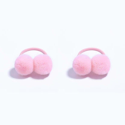 BOENBE LOVED Pink Baby Hair Ties With Soft Pom Pom Hair Accessories