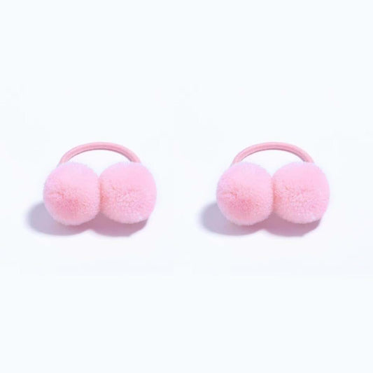 BOENBE LOVED Pink Baby Hair Ties With Soft Pom Pom Hair Accessories