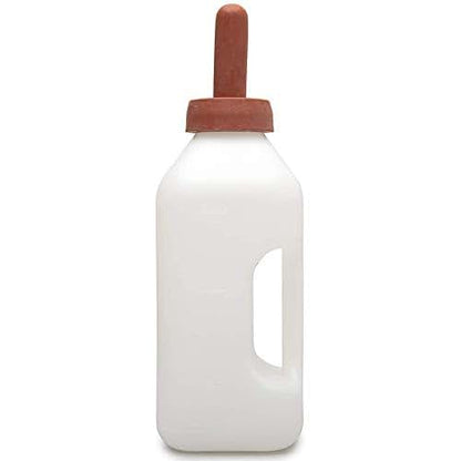 Srutueo Calf Bottle with Handle and Push-on Nipple 2 Quart Feeder for Nursing Baby Cows
