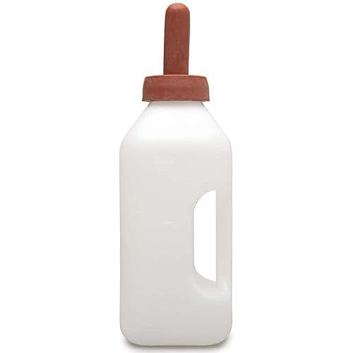 Srutueo Calf Bottle with Handle and Push-on Nipple 2 Quart Feeder for Nursing Baby Cows