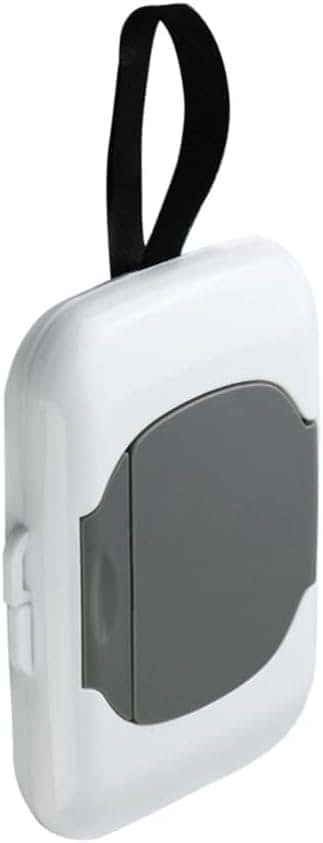 Tustao Gray Travel Wipe Holder, Reusable Refillable Baby Wipes Dispenser with Hanging Strap