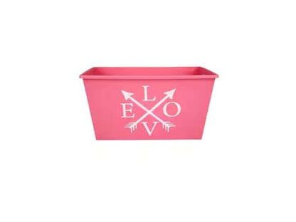 BabyOneStop Valentines Day Rectangular Plastic Bins with Handles, Red and Pink, Set of 2, 12 x 8.5 x 7 inches