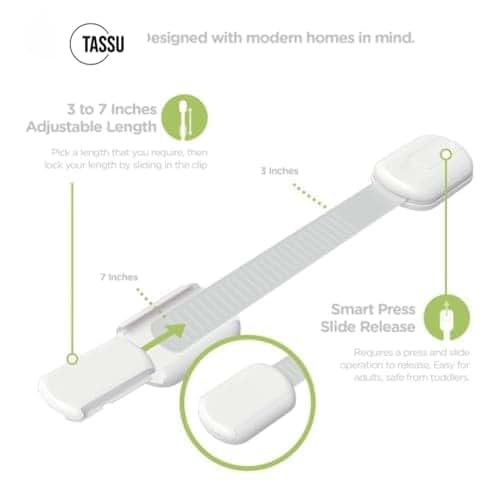 TASSU Baby Safety Cabinet Locks - 8-Pack Adhesive Latches (photo 4)