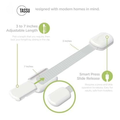 TASSU Baby Safety Cabinet Locks - 8-Pack Adhesive Latches (photo 4)