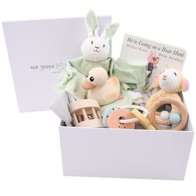 Our Green House Baby Gift Basket - Pastel and Lamb Themed