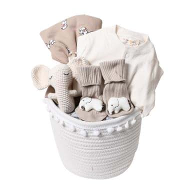 Our Green House Baby Gift Basket - Neutral Elephant Themed
