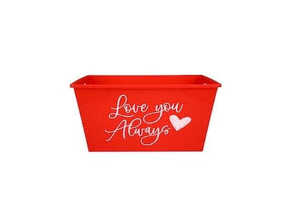 BabyOneStop Valentines Day Rectangular Plastic Bins with Handles, Red and Pink, Set of 2, 12 x 8.5 x 7 inches