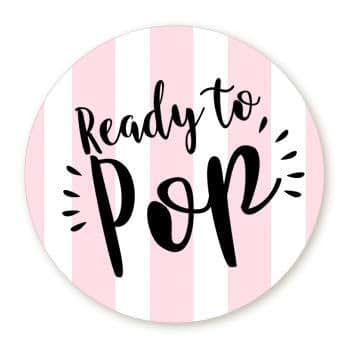 Stripe Ready to Pop Stickers | 48 Stickers | Ready To Pop Baby Shower Stickers for Popcorn | 1.67 Inches | Ready to Pop
