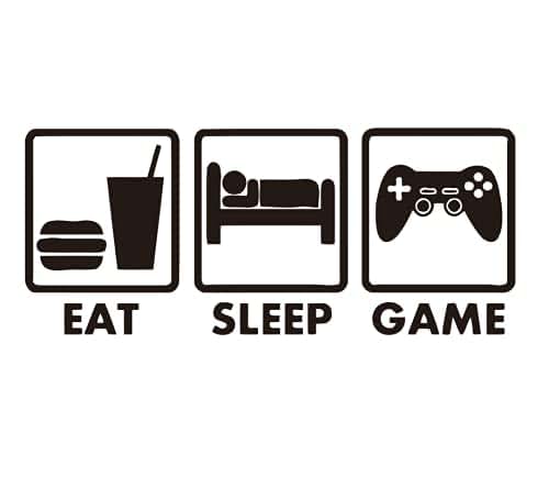 YOYOYU ART HOME DECOR Eat Sleep Game Wall Sticker – Video Game Joysticks Controller Art for Boys Room, Kids Playroom