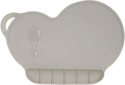 BabyOneStop Silicone Baby Suction Plate Mat, Foldable Anti-Slip Placemat with Food Pocket, Grey