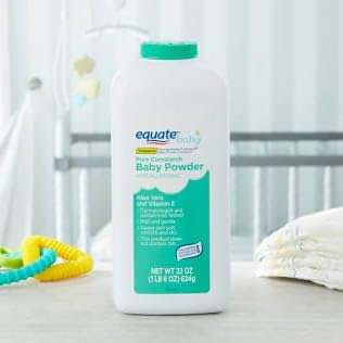 Equate Baby Pure Cornstarch Baby Powder with Aloe & Vitamin E, 22 oz, Pack of 4