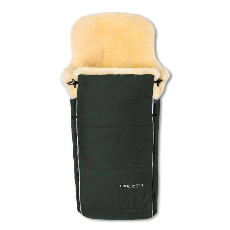 Hofbrucker Luxury Nostalgic Merino Lambskin Stroller Footmuff in Green