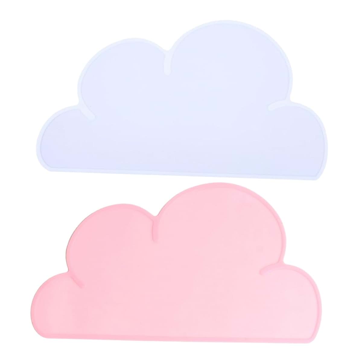 UTHCLO 2 Pcs Cloud Shaped Silicone Placemats for Boys and Girls Anti-Slip Heat Insulation Dining Mats