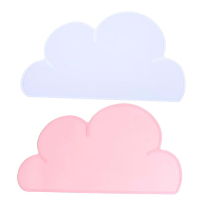 UTHCLO 2 Pcs Cloud Shaped Silicone Placemats for Boys and Girls Anti-Slip Heat Insulation Dining Mats