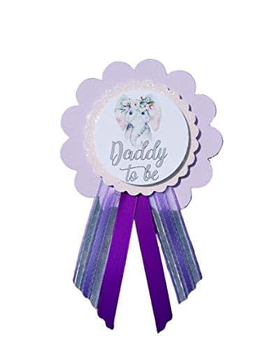 Amy's Bubbling Boutique Dad to Be Pin Elephant Baby Shower Pin for daddy to wear, Purple, It's a Girl Baby Sprinkle