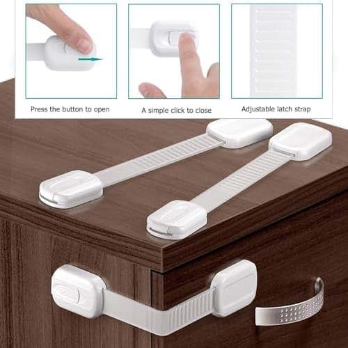 TASSU Baby Safety Cabinet Locks - 8-Pack Adhesive Latches (photo 3)