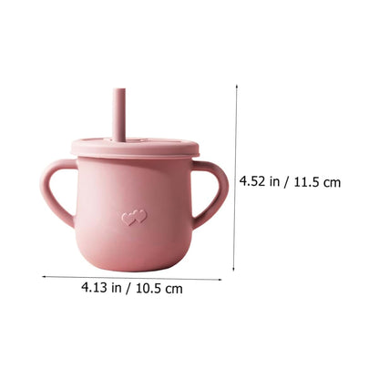 Vaguelly Kids Silicone Straw Training Cup with Double Handles