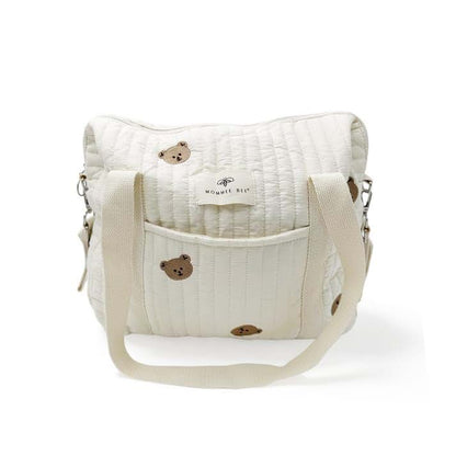 Mommee Bee Snuggle Bear Diaper Bag With Handmade Embroidery