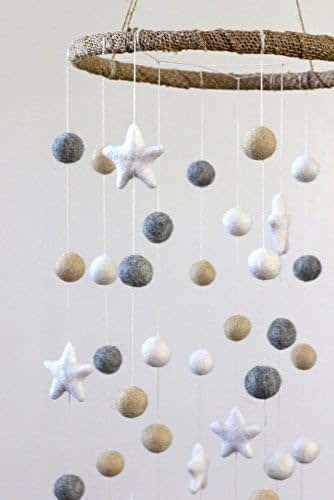Matthew + Mae Felt Ball & Star Nursery Ceiling Mobile - Large