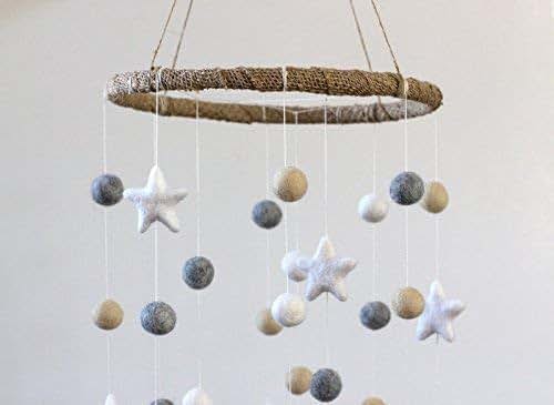 Matthew + Mae Felt Ball & Star Nursery Ceiling Mobile - Large
