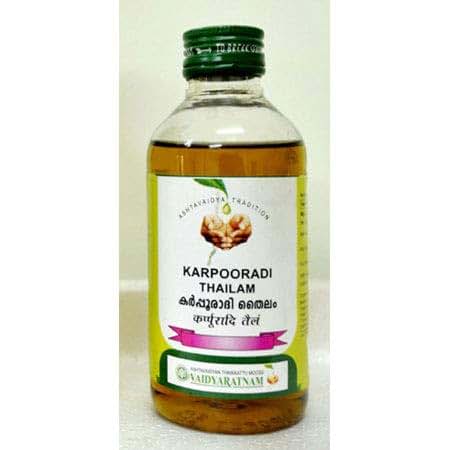 Vaidyaratnam Karpoora Thailam Herbal Oil 200 ml Pack of 2