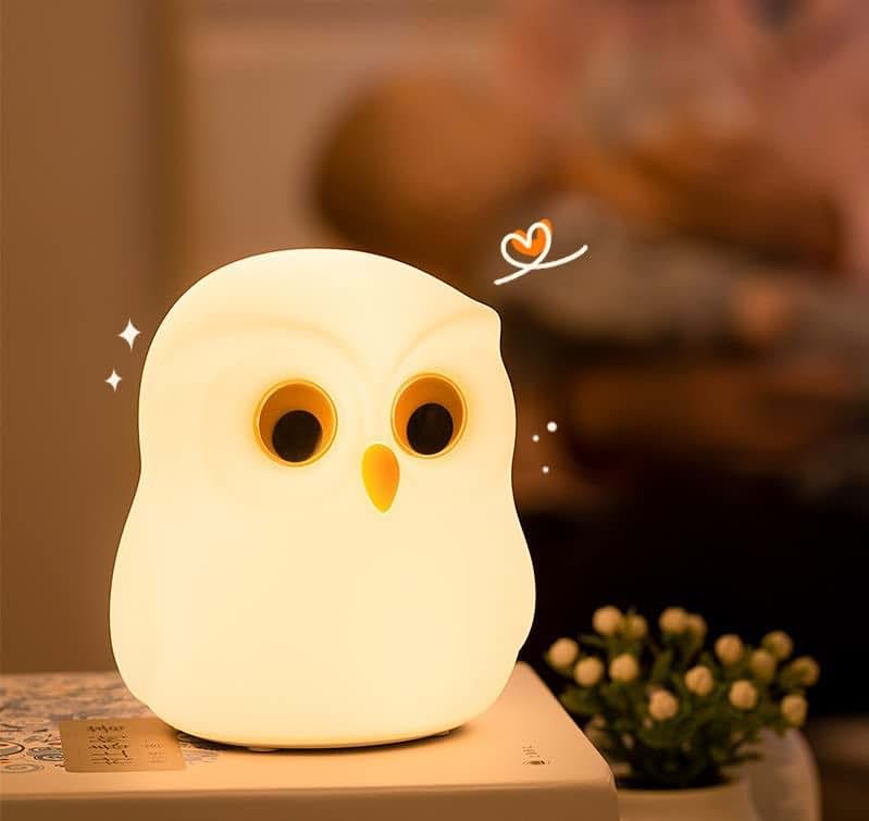 Cute Owl Night Light for Kids with USB Rechargeable Multi-Color Silicone