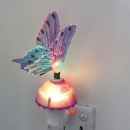 AMZSTAR Kids Night Light,Fiber Optic Butterfly Plug LED Color Change Night Light Decor Lamp Gift Toy (Purple) (photo 2)