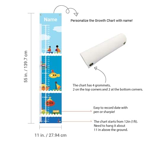 Personalized Canvas Growth Chart for Kids, Height Chart Banner with Name