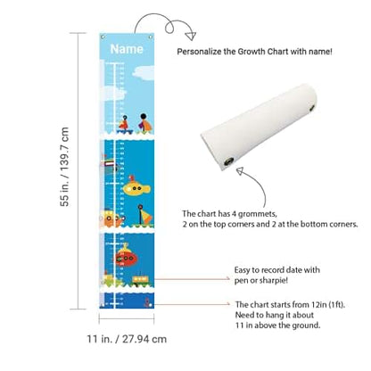 Personalized Canvas Growth Chart for Kids, Height Chart Banner with Name