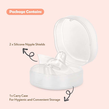 Haakaa Nipple Shields 18mm, 2-Pack with Carry Case