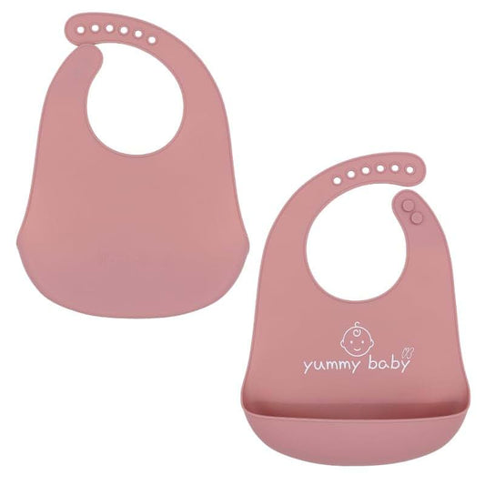 Yummy Baby Products Yummy Baby Improved Silicone Baby Bib, Ultra Soft Adjustable Waterproof with Spill Pocket, BPA