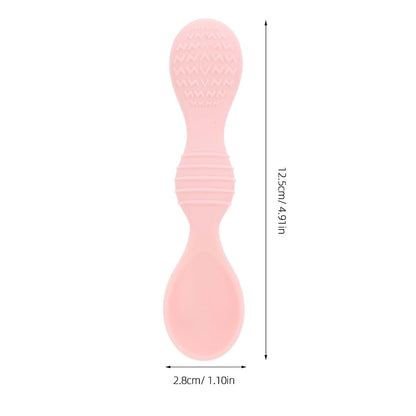 GETAJGHSD Silicone Baby Training Spoons, 2-Pack, Purple & Pink