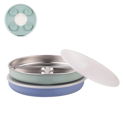 Elk and Friends Divided Plates with Suction Sleeves