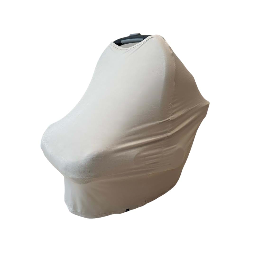 Little Bellwoods Baby Car Seat Cover Nursing Cover Soft Stretchy Breathable Rayon from Bamboo Breastfeeding Canopy (Oat)