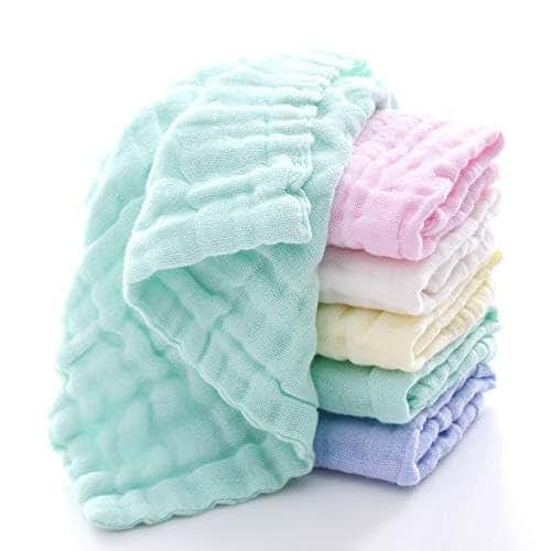 Peonita Muslin Baby Washcloths - 6 Pack Organic Cotton Face Towels
