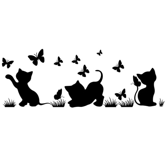 BabyOneStop Fun Silhouette Cat And Butterfly Vinyl Wall Sticker