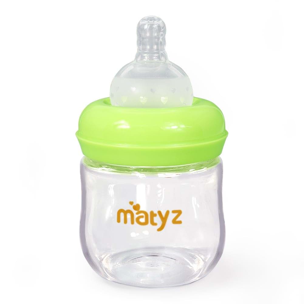 Matyz Glass Baby Breastfeeding Bottle with Cap