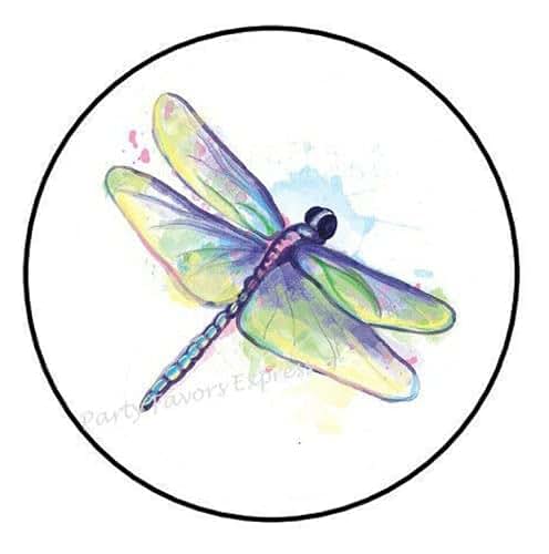 Party Favors Express 1.5" Inch Watercolor Dragonfly Stickers - Dragonfly Sticker - Dragonfly Envelope Seals Labels