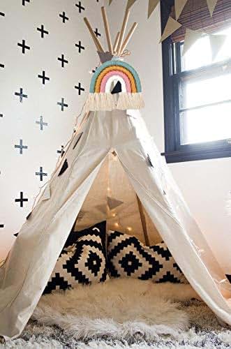 ZWA Handmade Macrame Rainbow Wall Decor for Nursery Kids Room Home Decor