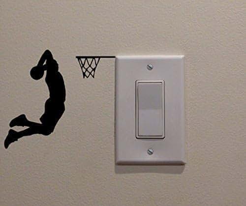 Yingkai Two Handed Slam Dunk Basketball Light Switch Wall Decal (photo 2)