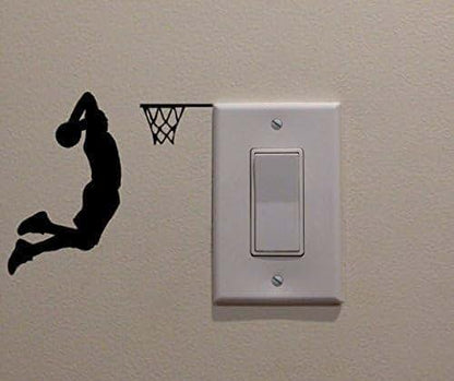 Yingkai Two Handed Slam Dunk Basketball Light Switch Wall Decal (photo 2)