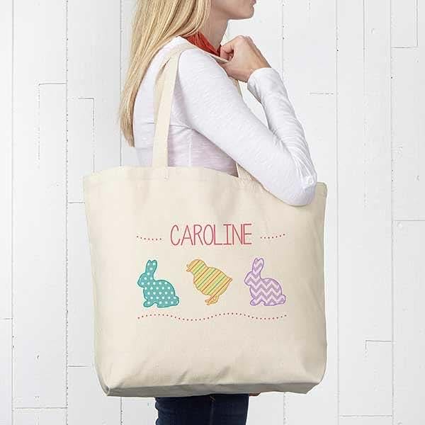Personalization Universe Hip Hop Easter Personalized Canvas Tote Bag, Large, Pink or Blue, For Kids 6-12 Years (photo 3)